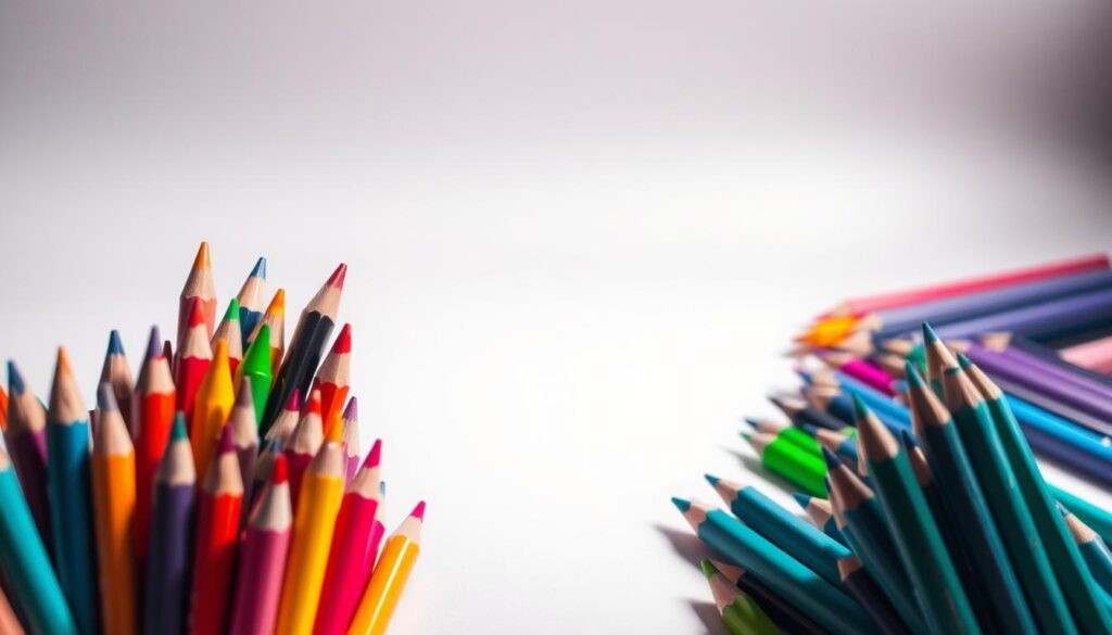 A vibrant still life showcasing an assortment of coloring supplies in a crisp, well-lit studio setting. In the foreground, an array of colorful markers, pencils, and crayons are arranged in an organic, artful manner, their tips and leads exposed to reveal their rich, saturated pigments. In the middle ground, a smooth, neutral-toned surface serves as a backdrop, allowing the vivid hues of the supplies to take center stage. Soft, directional lighting casts gentle shadows, accentuating the dimensional qualities of the objects and creating a sense of depth and dimension. The overall mood is one of creative potential, inviting the viewer to imagine the transformative power of these coloring tools.