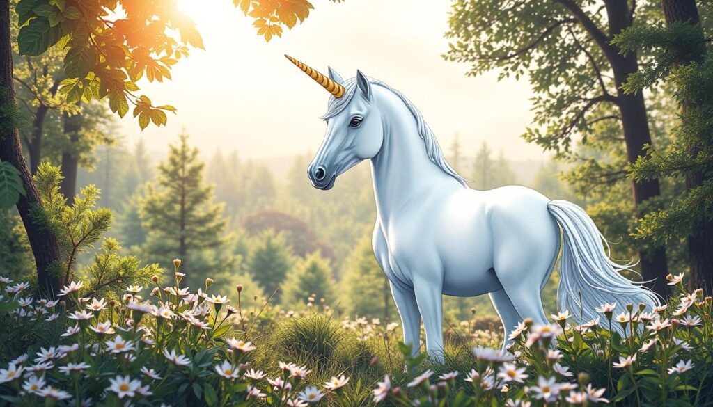 Magical unicorn coloring pages, featuring a whimsical scene of a majestic unicorn standing in a serene forest glade. The unicorn's coat shimmers with a pearly iridescence, its horn a spiraling, golden beacon. Soft, diffused lighting filters through the verdant foliage, casting a soothing, tranquil atmosphere. In the foreground, delicate flowers and lush greenery create a natural, earthy palette, inviting the viewer to find a sense of calm and contemplation. The middle ground reveals the regal unicorn, its gentle eyes conveying a peaceful, enchanting presence. The background opens up to a distant, misty horizon, hinting at the boundless realm of wonder and imagination. This image evokes a serene, serene mood, perfect for exploring unicorn coloring pages that match a tranquil state of mind.